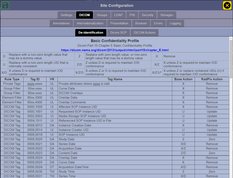 DICOM SCP Configuration - RadPix Radiology Teaching File Software